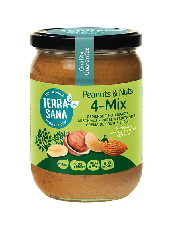 Terrasana 4 Mix gemengde notenpasta met pinda's bio 250g